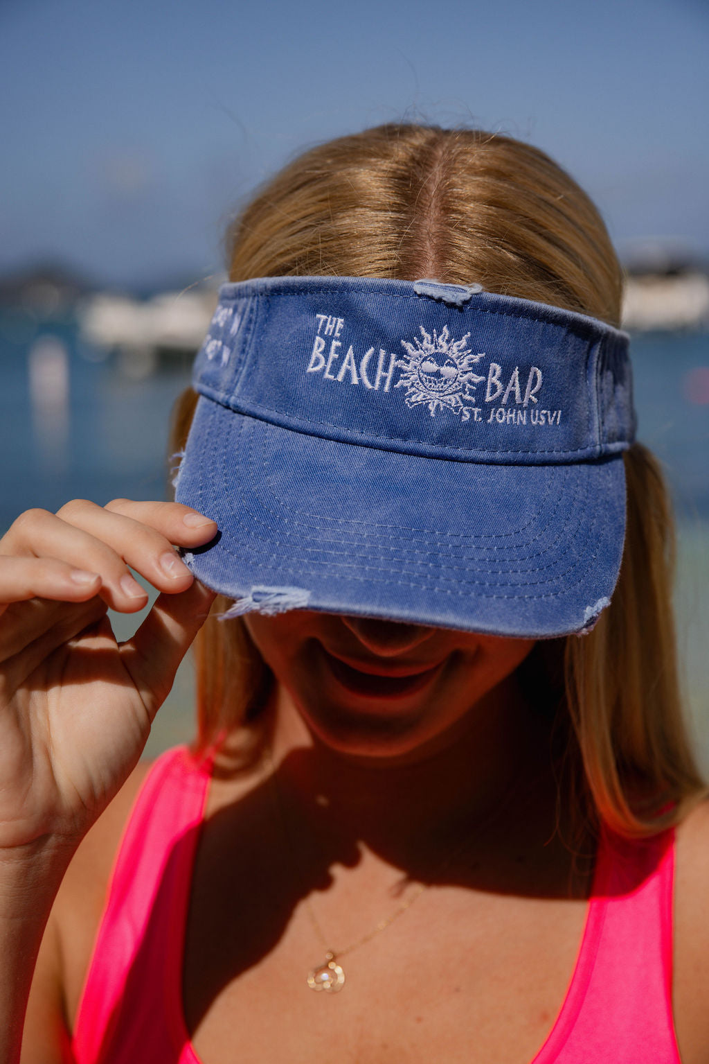 Beach Bar Distressed Visor- Denim