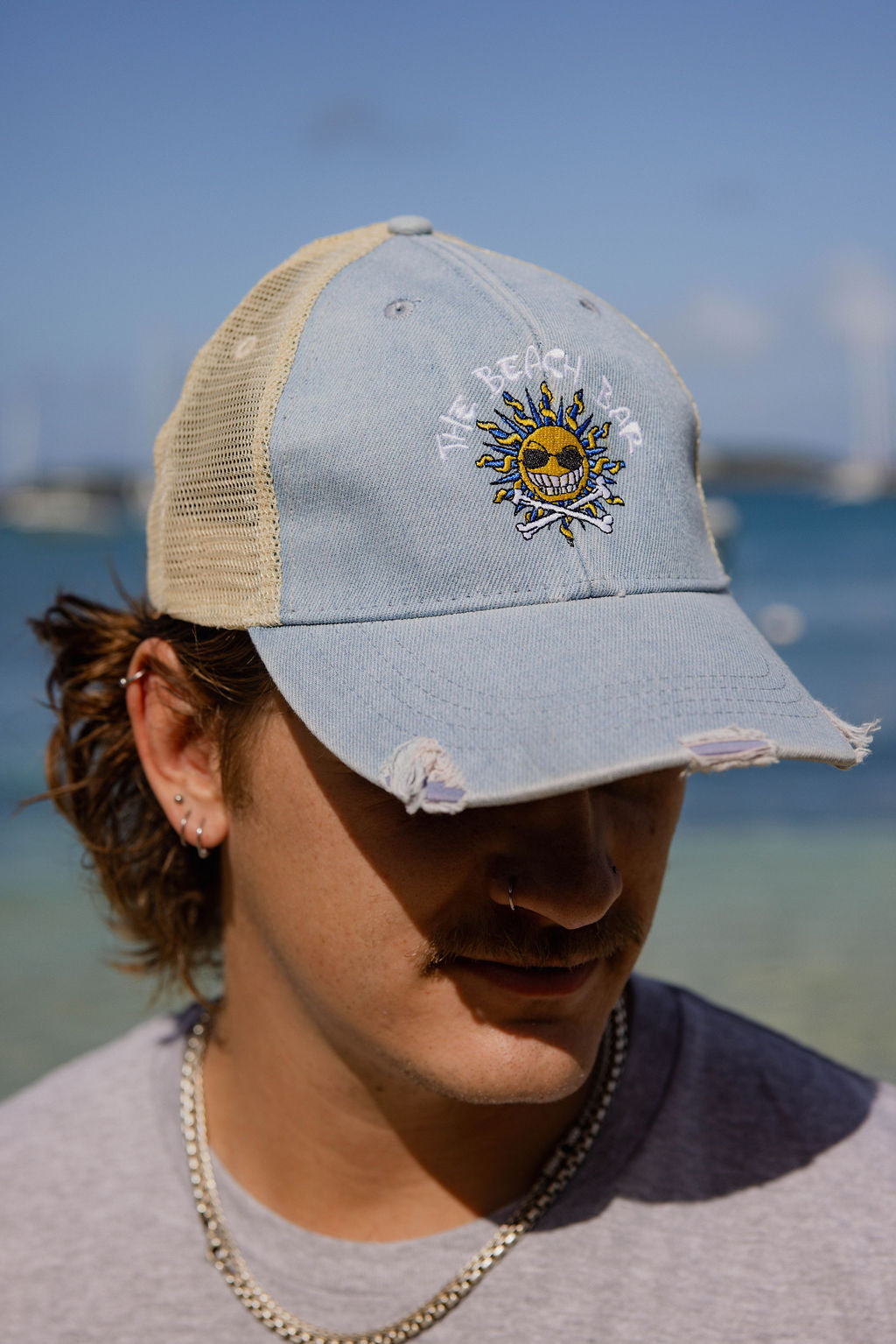Distressed Beach Bar Hat - Denim